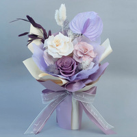 Bouquet de roses décoratives préservées faites à la main, mini bouquet de fleurs emballé pour mariage, Saint-Valentin, remise de diplôme - Décoration intérieure éternelle