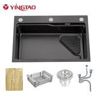 Évier de cuisine YINGTAO en acier inoxydable poli, sur mesure, épais, contemporain, à encastrer, à cuve unique, garantie 5 ans