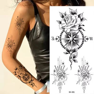 Tatuaje de Mariposa para Mujer, Diseño de Flor Negra, Rosa en Flor, Tatuaje Temporal de Papel, Adhesivo Impermeable para Aplicación en Cara y Cuerpo - Product Image 3