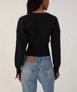 Biểu Tượng Tùy Chỉnh Thời Trang Nữ Dệt Kim Của Phụ Nữ Áo Len Dài Tay Áo Hàng Đầu Phụ Nữ Gân Đan - Product Image 6