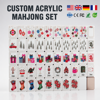 Jeu de tuiles de mahjong américaines en acrylique personnalisées, 160 pièces, gravées au laser avec nom et logo, coffret cadeau de luxe, fabrication OEM directe d'usine
