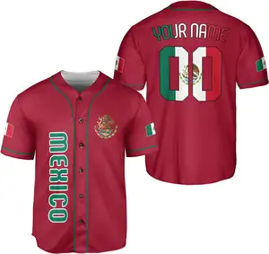 Alta calidad personalizar Logo bordado/impreso México béisbol Jersey camisetas deportivas secado rápido hombres béisbol Jersey