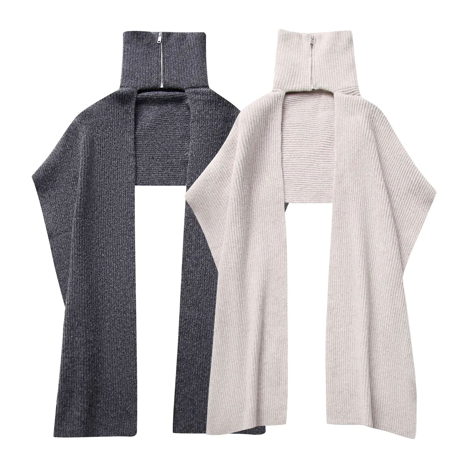 2 colorway cao cổ thiết kế dệt kim khăn phụ nữ giản dị áo thun áo len