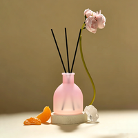 Flacon diffuseur d'arômes en verre rose dégradé de 150 ml au design moderne avec bâtonnets diffuseurs et emballage cadeau