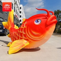 Modèle d'animal de dessin animé gonflable publicitaire personnalisé, mascotte de poisson rouge carpe pour décorations gonflables