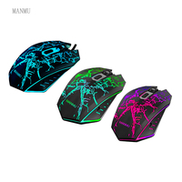 Souris de jeu mécanique MANMU, best-seller, rétroéclairage LED, interface USB, design ergonomique pour droitiers, 7 boutons, capteur optique