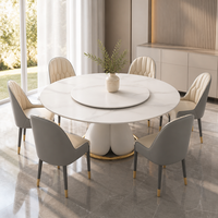 Ensemble rond de table à manger en marbre de luxe, extensible et pliable, 6 places, meubles rectangulaires en métal peu encombrants