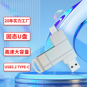 Unidad Flash USB de Estado Sólido Tipo-C USB 3.2 Gen2 Metálica Giratoria de Gran Capacidad Plateada con 3 Años de Garantía - Product Image 1