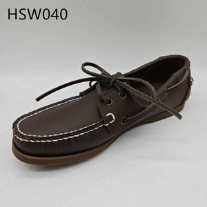 Chaussures <span class=keywords><strong>bateau</strong></span> en cuir véritable, cousues à la main, de style authentique, de couleur marron, de la marque HY, Sultan Oman Market, HSW040 - Product Image 5