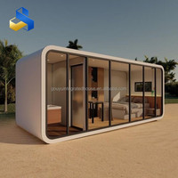 Maison conteneur moderne de 20 pieds Mini Plus blanche, cabane modulaire en bois type Apple avec panneaux sandwich en acier pour usage hôtelier