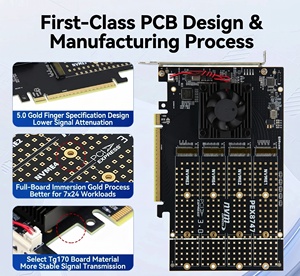 Tarjeta de expansión PCle 3.0 Quad M.2 NVMe, interfaz PCIe 3.0, admite transferencia de datos de alta velocidad para un rendimiento del sistema mejorado. Quad - Product Image 2