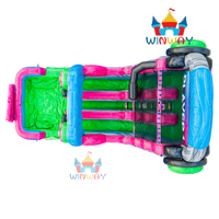 Glitch Gamer Toboggan aquatique gonflable à double piste, coloré, modèle Player 1, avec piscine pour événements estivaux et fêtes d'enfants