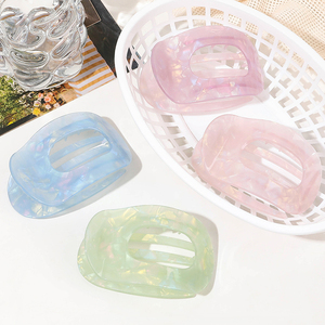 Pinza de pelo redonda y plana de ácido acético para niña, pinza de pelo de Pvc colorida redonda plana, pinzas de pelo flexibles de acetato, venta al por mayor - Product Image 3