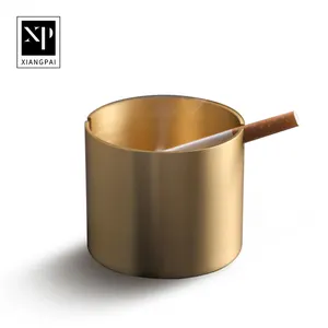 Nhà Máy Tùy Chỉnh Xách Tay Nhỏ Vòng Thường Vụ Kim Loại Brass Vàng Sang Trọng Xe Cigar Gạt Tàn