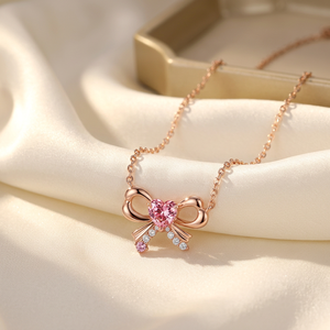 สร้อยคอจี้เพชรแท้และพลอยแซฟไฟร์สีชมพูคุณภาพสูง ทองคำแท้ 18K โรสโกลด์ สำหรับขายส่ง - Product Image 4