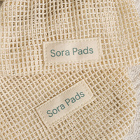 Sac en maille de coton lavable portable imprimé de logo personnalisé pour savon sac en filet en coton à cordon cadeau naturel