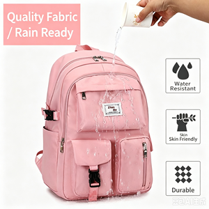 Korean‑Style Waterproof <b>Backpack</b> for Girls, <b>Large</b>‑Capacity Soft‑Body Day Travel <b>Backpack</b> with Zipper Compartments - Product Image 6