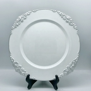 <span class=keywords><strong>Piatti</strong></span> Decorativi Dorati all'Ingrosso, <span class=keywords><strong>Infrangibili</strong></span> in Acrilico per Matrimoni ed Eventi, Design Moderno con Motivi Vegetali in Plastica - Product Image 1