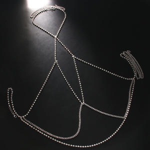 गैंडे स्तन गर्दन कमर की कमर की चेन परत परत वाली गैंडे क्रॉसओवर बिकनी ब्रा शरीर गहने समुद्र तट क्रिस्टल पेट की कमर श्रृंखला - Product Image 6