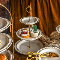 Présentoir de luxe léger en céramique jetable pour desserts et bonbons, style français, pour le thé de l'après-midi
