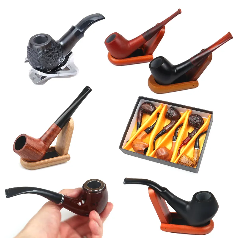 Cross-border hot-selling black high-end handmade wooden smoking pipe