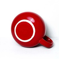 Tasse à café en céramique rouge, forme ventrue et ronde, en porcelaine brillante, pour usage commercial, vente en gros, unité de base pour centre d'approvisionnement