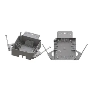 American 18 Cu.In. One-Gang Square New Work PVC junction Box with Captive Nails 2"D x 4"W x 6"L