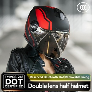 Casco <span class=keywords><strong>de</strong></span> Motocicleta Vintage 3/4 Diseño Abierto con Diseño Simple Protección UV Carcasa <span class=keywords><strong>de</strong></span> ABS Aprobado por DOT para Todas las Estaciones - Product Image 4