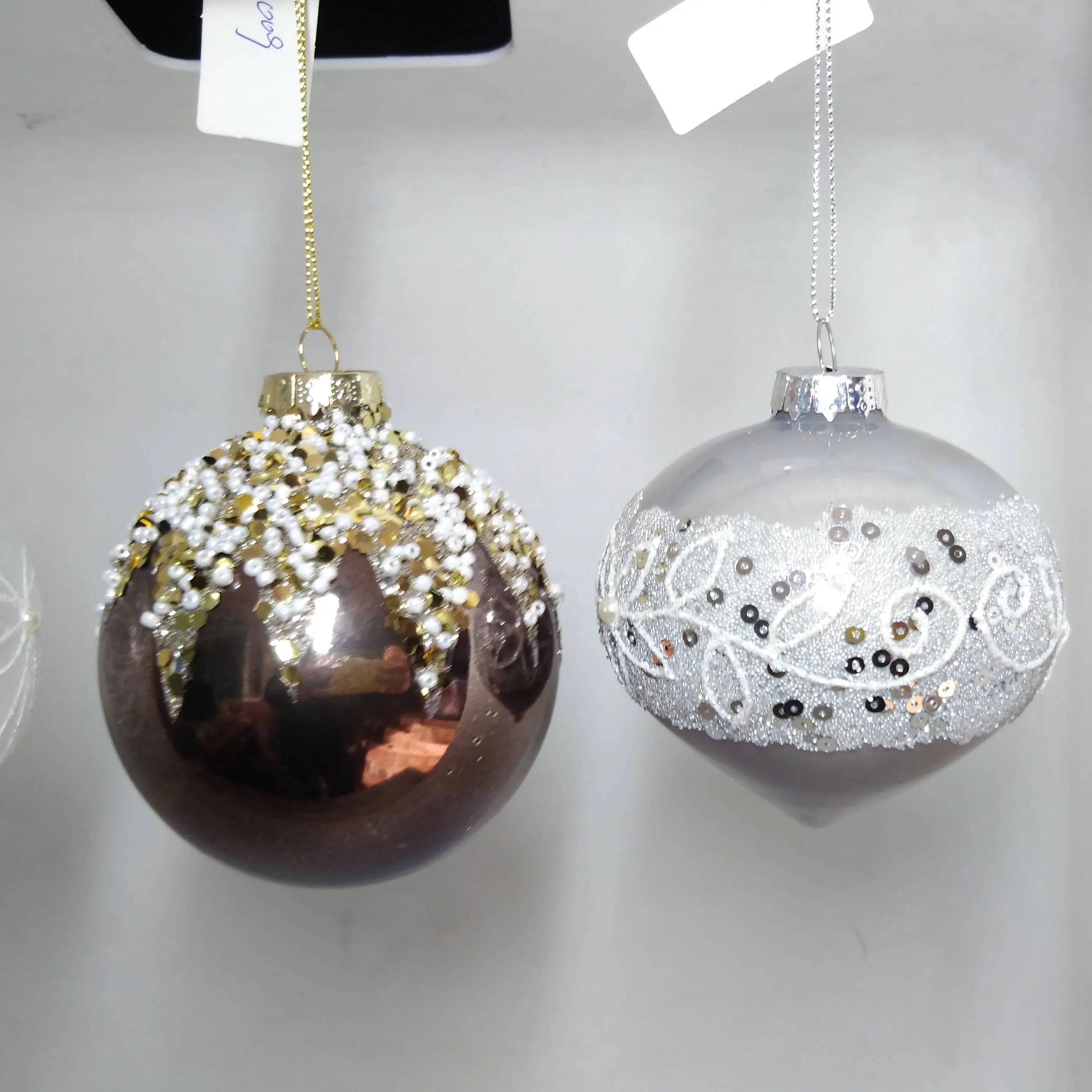 custom glitter colored glass ball christmas tree ornaments set