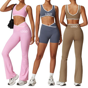 Custom Alta Qualidade Pilates Sportswear Gym Fitness Sports <span class=keywords><strong>Clothing</strong></span> Cross High Cintura Workout Clothes Mulheres Active Wear Yoga Set - Product Image 1