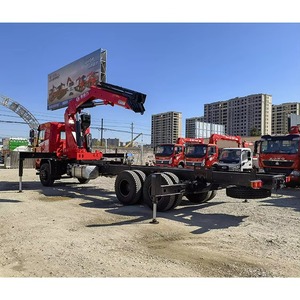 รถบรรทุกติดเครนตงเฟิงสีแดง 6x4 พร้อมบูมพับได้และชุดปั๊มหลักสำหรับงานก่อสร้าง - Product Image 2