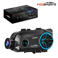 Casque de moto FODSPORTS FX60C avec intercom Bluetooth 5.4, 10 utilisateurs, 2000 m, enregistreur vidéo 4K, 130 °   Casque de caméra grand angle