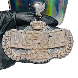 Dvars Pendentifs Médailles en Argent Sterling 925 Plaqué Or, Sertis de Moissanite Diamant, Certifiés par un Certificat Tier, 16 pouces, Bijoux Fins Hip Hop - Product Image 1