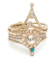 Milskye Edle Vintage-Schmuckkollektion 18k Vergoldeter Messing-Zirkon Tiara Ineinander Stapelbarer Ring für Damen