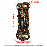 Enseigne LED personnalisée pour moto, style vintage, en métal, pour garage, atelier de motard, décoration murale