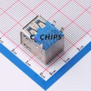 XUBF-1800-0610 USB Connector Bent Lead Through Hole Connector Type-A USB 3.0 Female Right Angle Insert - Product Image 2