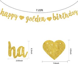 Bannière Joyeux Anniversaire Dorée Scintillante, <span class=keywords><strong>D</strong></span>écorations de Fête Thème Doré Pailleté, Guirlande <span class=keywords><strong>d</strong></span>'Anniversaire et Toile de Fond pour Femmes et Hommes - Product Image 3
