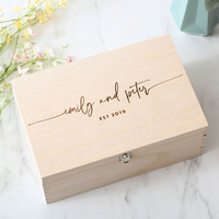 Couvercle rabattable avec logo gravé personnalisé, boîte de rangement de thé en bois pour cadeau de mariage, avec serrure