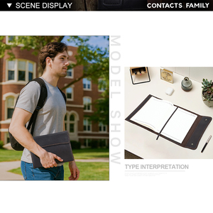 Couverture de carnet en cuir A5 B5 faite à la main sur mesure, style rétro minimaliste, avec rabat et emplacements pour cartes, pochette pour livre - Product Image 6