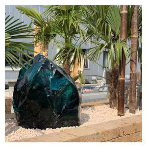 Tukis de roches de pépites de verre concassé recyclé bleu océan profond pour la décoration extérieure - Product Image 1