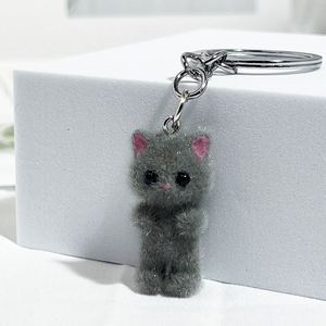 Resin Flocking Three-dimensional Cartoon Cute cat Pendant Mobile Phone Buckle Keychain DIY Accessory - Product Image 3