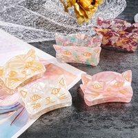 Pince à cheveux style chat mignon, accessoire pour franges latérales, pince requin pour chignons arrière, faite à la main, logo personnalisé, pour femmes, vente en gros