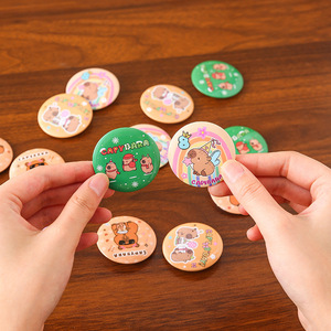 Cute Capybara <b>Badge</b> 40 Mm Round Tinplate <b>Pin</b> For Children Gift Student Stationery Decorative Brooch - Product Image 2