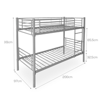Lit superposé moderne en métal double/twin, cadre de lit contemporain robuste en fer réglable et détachable pour hôtel