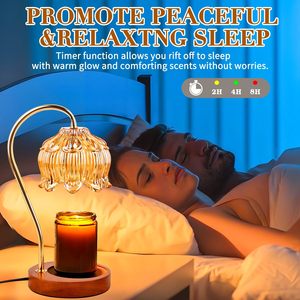 Hot Selling Transparent Aromatherapy Melter Floral Glass Candle Heater Warmer <b>Lamp</b> with Timer for Essential <b>Oils</b> - Product Image 4