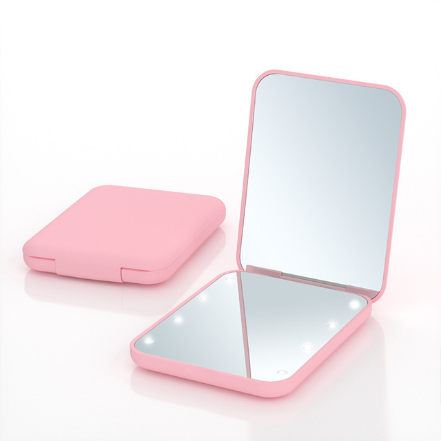 Portable Folding Handheld 1x/3x Magnification Led Compact Travel Pocket Makeup Mirror Compact Mirror With Light