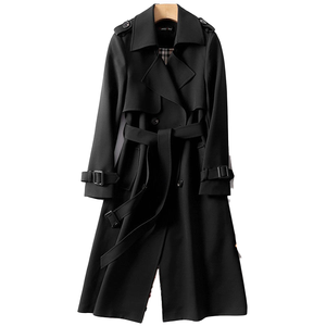 Trench mi-long élégant et léger de style coréen pour <span class=keywords><strong>femme</strong></span>, pardessus ceinturé imperméable avec col en laine et longs manteaux d'hiver - Product Image 4