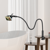 Support de téléphone portable pour lit, support de téléphone de chevet à col de cygne avec pince réglable 360 et bras Long Flexible