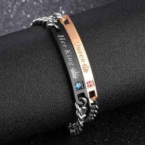 Romantic Valentine's Day <strong>Gift</strong> Her King His <strong>Queen</strong> Women Fashion Exquisite Zircon Titanium Couple Bracelet - Product Image 4