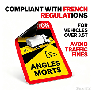 Avertisseur d'angle mort magnétique / Autocollant de sécurité entièrement magnétique haute visibilité <span class=keywords><strong>pour</strong></span> camions, fourgonnettes et véhicules de plus de 3,5T - Product Image 1